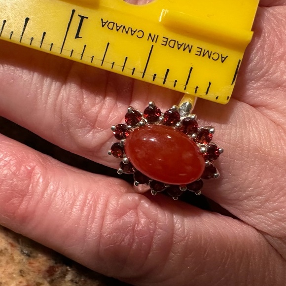 Carnelian Agate and Garnet Ring - Picture 2 of 9